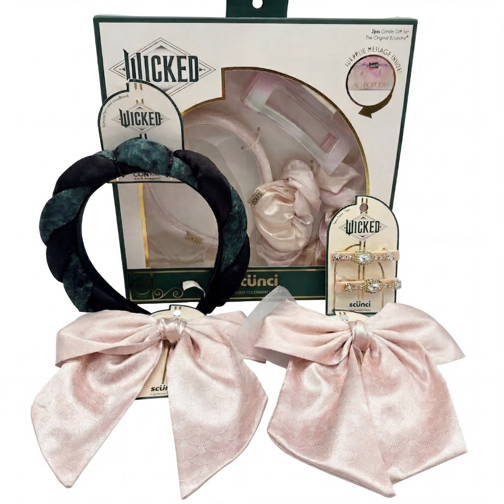 Lot Of 5 Wicked Glinda Gift Set Bow Barrette Salon Clips Satin Headband